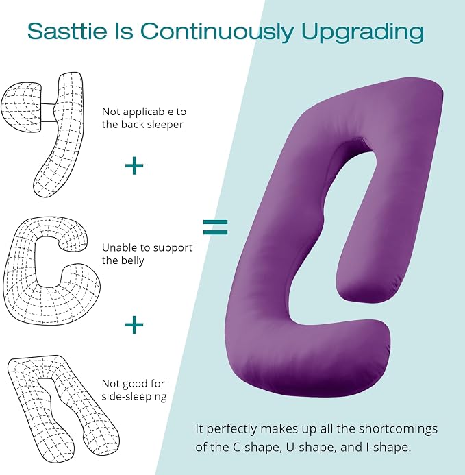 Sasttie Pregnancy Pillows for Sleeping, Jumbo U Shaped Cooling Full Body Pillow - Image 5