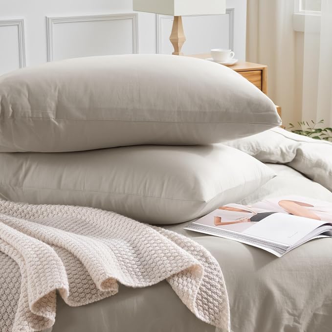 NEXHOME PRO Duvet Cover Full Size, 100% Washed Cotton Orgnic Linen Like - Image 5