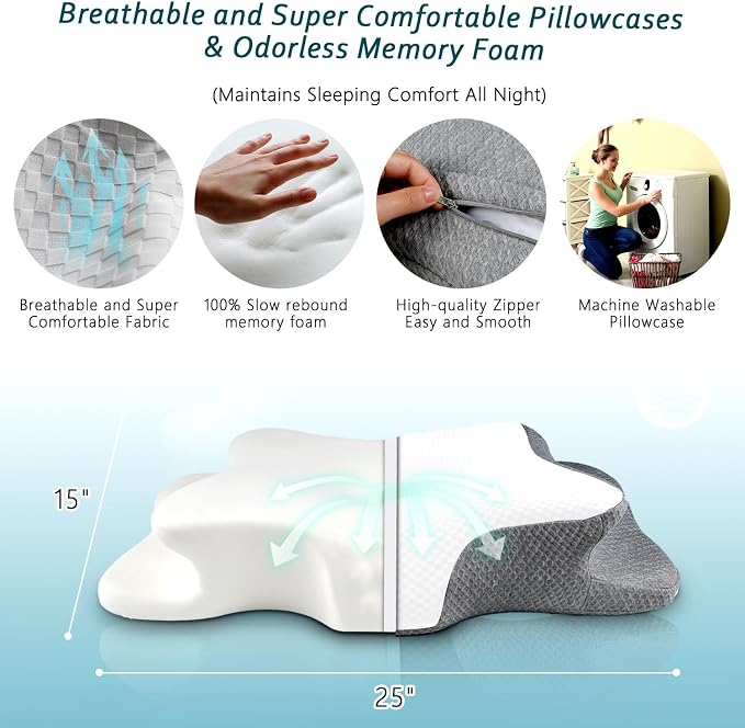 CHxxy Cervical Neck Pillow for Pain Relief Sleeping, Memory Foam Pillows - Image 6