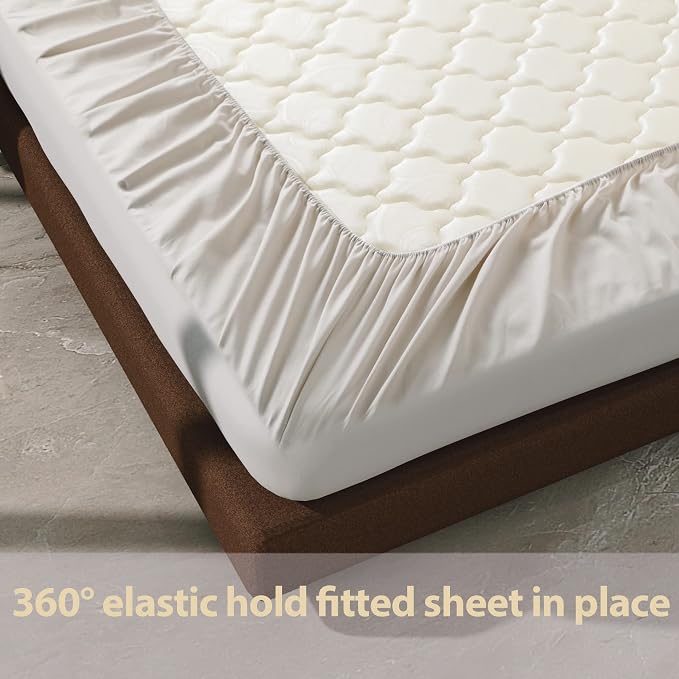 100% Egyptian Cotton Fitted Sheet Queen Size, 600 Thread Count 8-16" Deep - Image 6