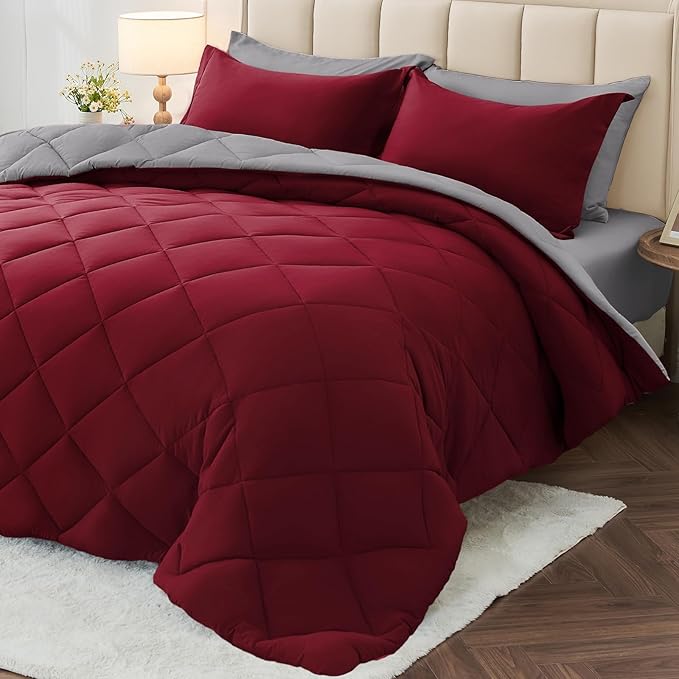MUXHOMO 7 Pieces Queen Comforter Set, Reversible Bed in a Bag Queen Size by MUXHOMO