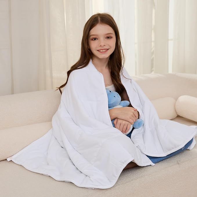 Weighted Blanket 7lbs Twin Size White 41"x60" Weighted Blankets Heavy Blanket - Image 3