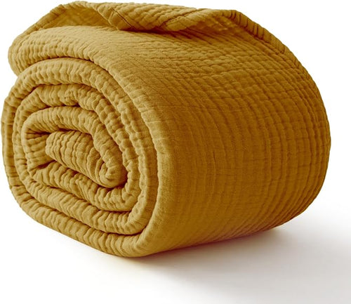 100% Cotton Muslin Blanket Twin 66" x 90", 6 Layers Breathable and Lightweight by Kozyhvn