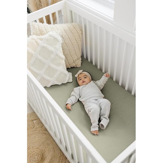 Konssy Muslin Crib Sheets 2 PCS, 100% Cotton Baby Crib Sheets - Image 3
