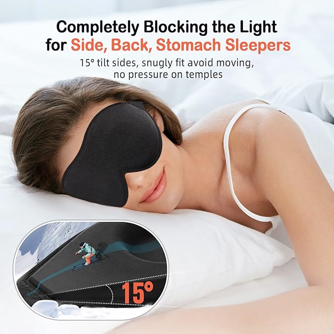 LitBear Sleep Mask for Side Sleeper Women Men, Eye Mask for Sleeping Light - Image 2