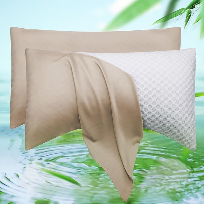 Cooling Curved Pillow Cases Queen Size Set of 2 by ELIBABA