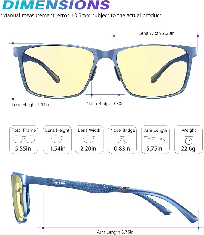 ANYLUV Blue Light Glasses Men, Relieve Eyestrain and Eye Protection, Al-Mg - Image 4