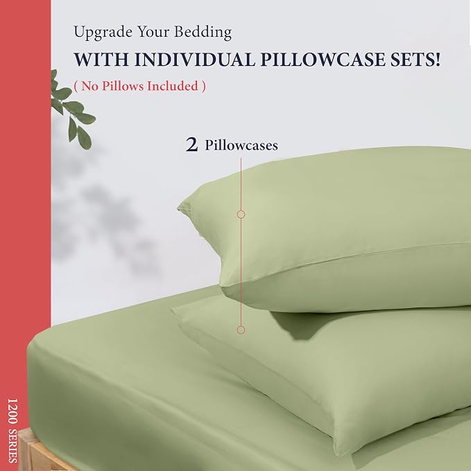 100% Egyptian Cotton Pillow Cases Standard/Queen Size Set of 2 - Image 3