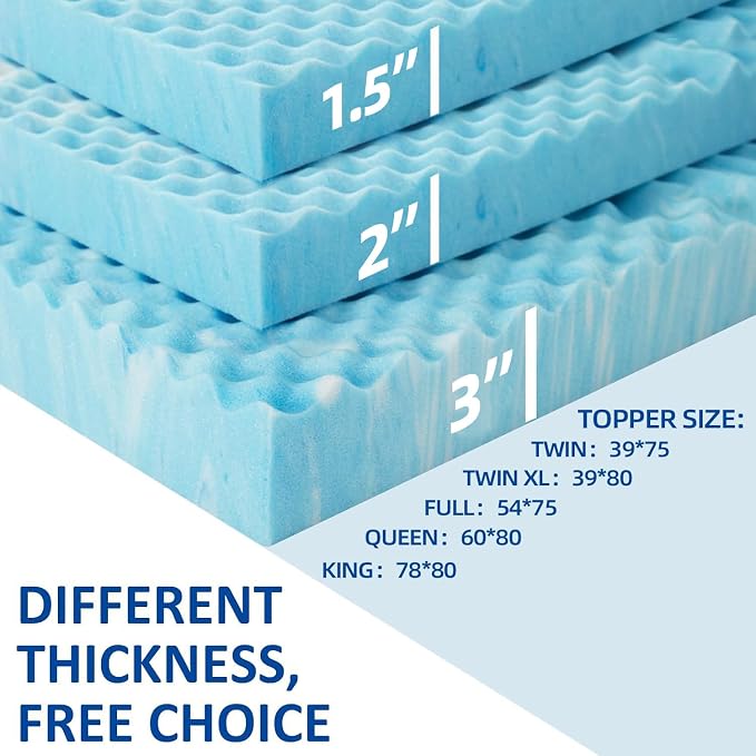 SINWEEK 1.5 Inch Mattress Topper 5-Zone Memory Foam Mattress Topper Pressure - Image 7