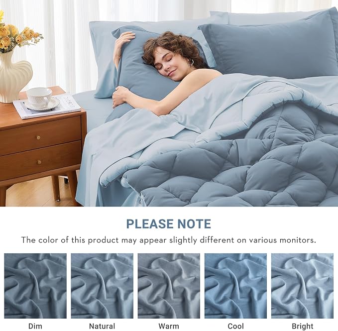 MUXHOMO 7 Pieces Queen Comforter Set, Reversible Bed in a Bag Queen Size - Image 4