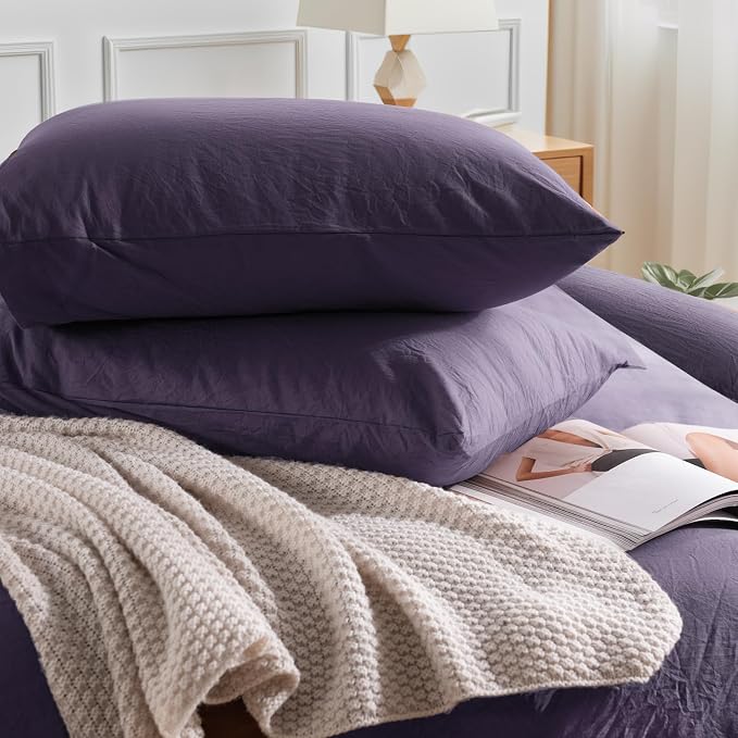 NEXHOME PRO 100% Washed Cotton Duvet Cover Full Size, Ogranic Natural Linen - Image 5