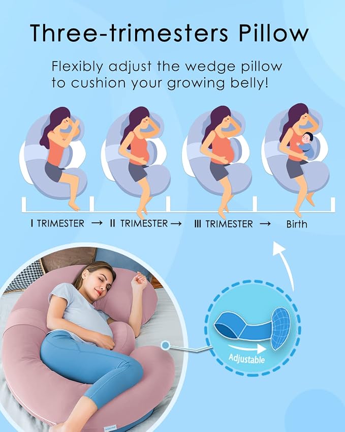 QUEEN ROSE Cooling Pregnancy Pillows, E Shaped Maternity Pillow - Image 4