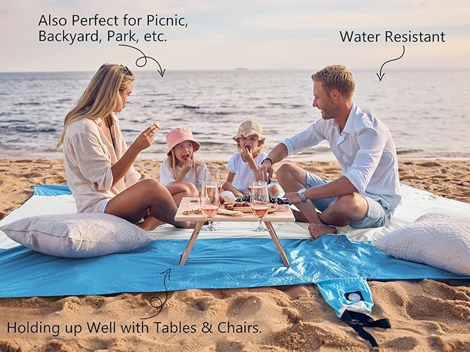 WEKAPO Beach Blanket Sandproof Waterproof, Extra Large Beach Mat, Oversized & - Image 4