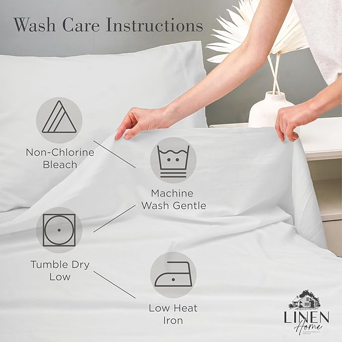 Linen Home 100% Cotton Percale 1 Flat Sheet, Queen Size - Image 7