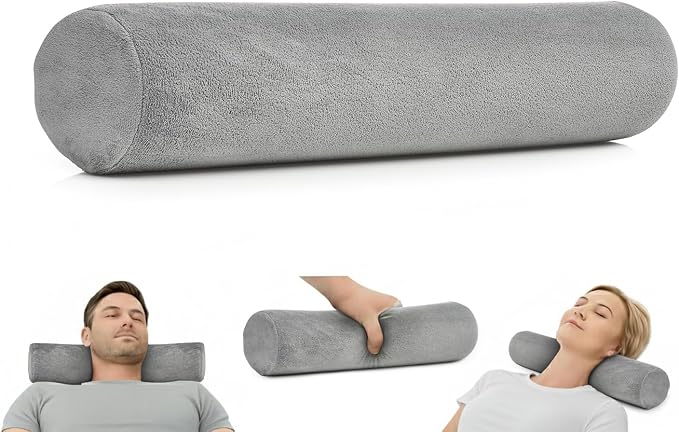 AllSett Health Firm Cervical Neck Roll Memory Foam Pillow, Bolster Pillow by AllSettHealth