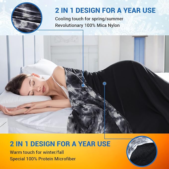 Topcee Cooling Blanket for Hot Sleepers Decorative Tie Dye, Absorbs Heat to - Image 3