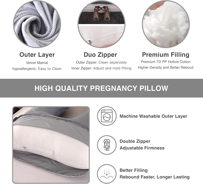 ALLOPERA Pregnancy Pillow, Full Body Maternity Pillow 57 inch, - Image 3