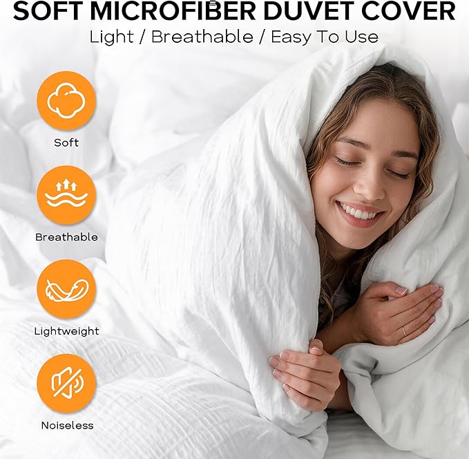 Cozyide White King Size, 3 Pieces Bedding, Soft Breathable Seersucker Duvet - Image 4