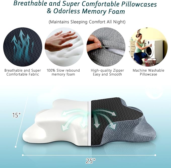 CHxxy Cervical Pillow for Neck Pain Relief, Memory Foam Pillows, Ergonomic - Image 6