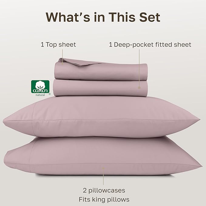 California Design Den Thick and Natural 100% Cotton King Size Sheets Set - Image 4