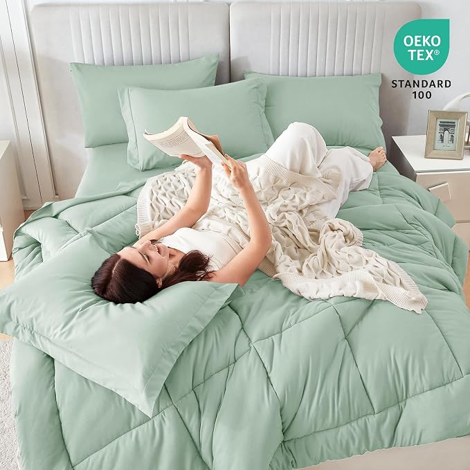 Sasttie King Size Comforter Set, 7 Pieces Bed in a Bag King, Complete Bedding - Image 5