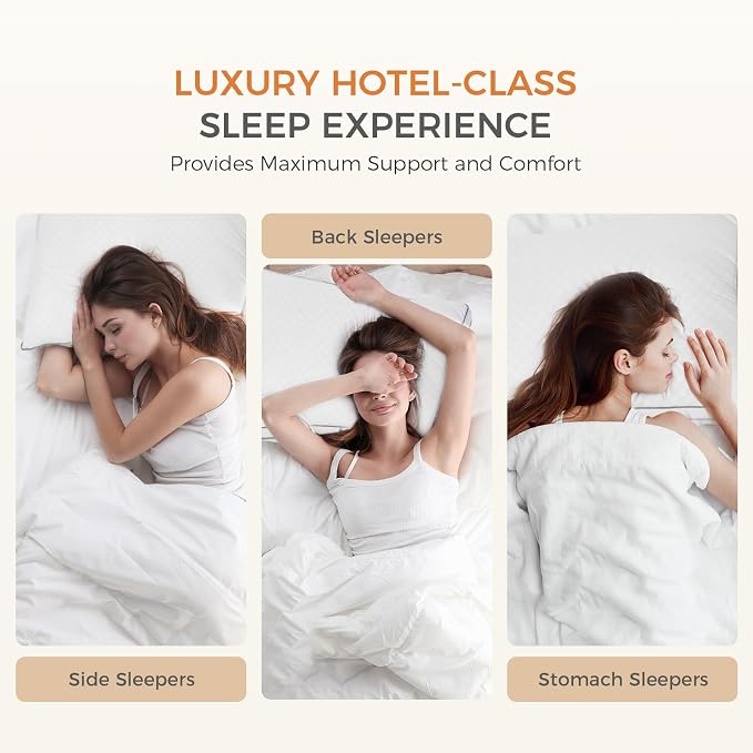 SweetNight Bed Pillows Queen Size Set of 2, Fluffy Luxury Hotel Pillows - Image 7