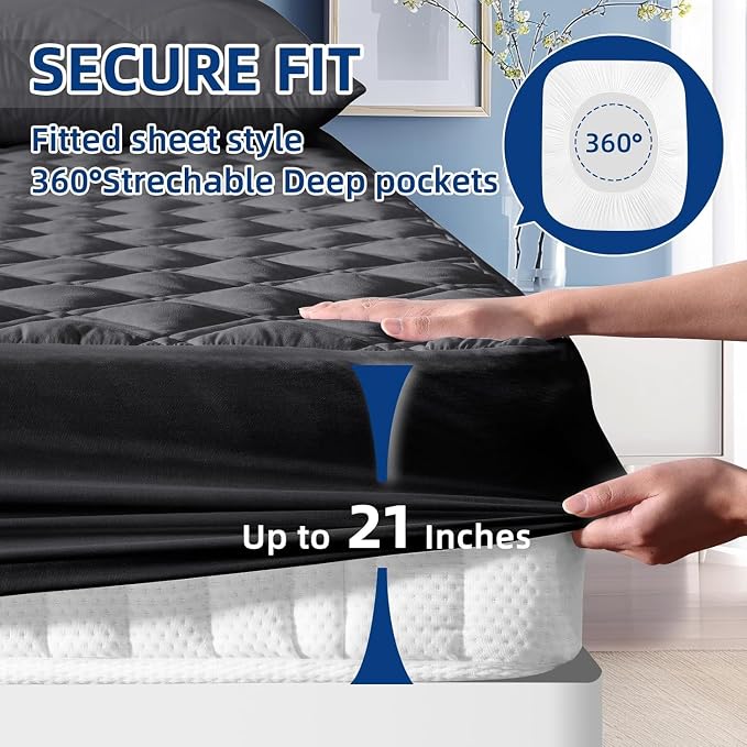 MEELUS King Mattress Protector, Waterproof Quilted Mattress Pad Cover Fitted - Image 5