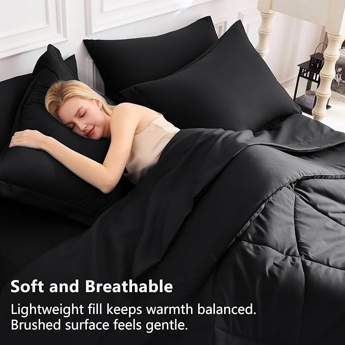 CozyLux Oversized King Comforter Set Black - Image 3