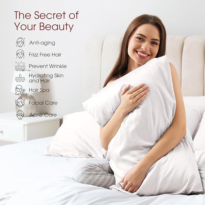 100% Silk Pillow Cases 2 Pack King Size Mulberry Silk Pillowcase - Image 4