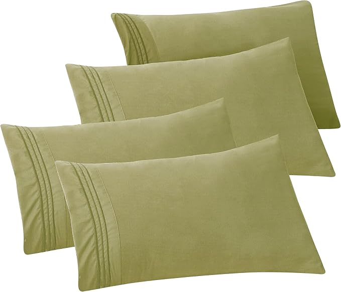 Elegant Comfort 4-PACK Solid Pillowcases 1500 Premium Hotel Quality Microfiber by ELEGANTCOMFORT