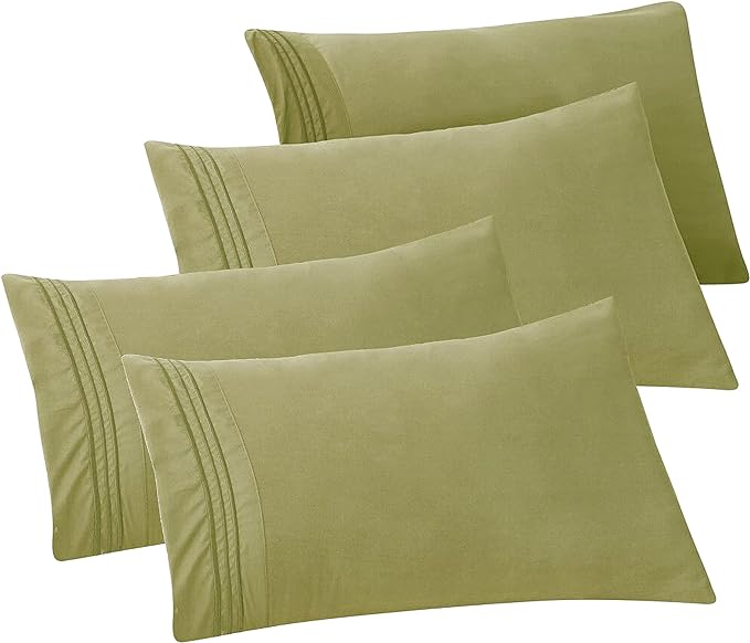 Elegant Comfort 4-PACK Solid Pillowcases 1500 Premium Hotel Quality Microfiber by ELEGANTCOMFORT