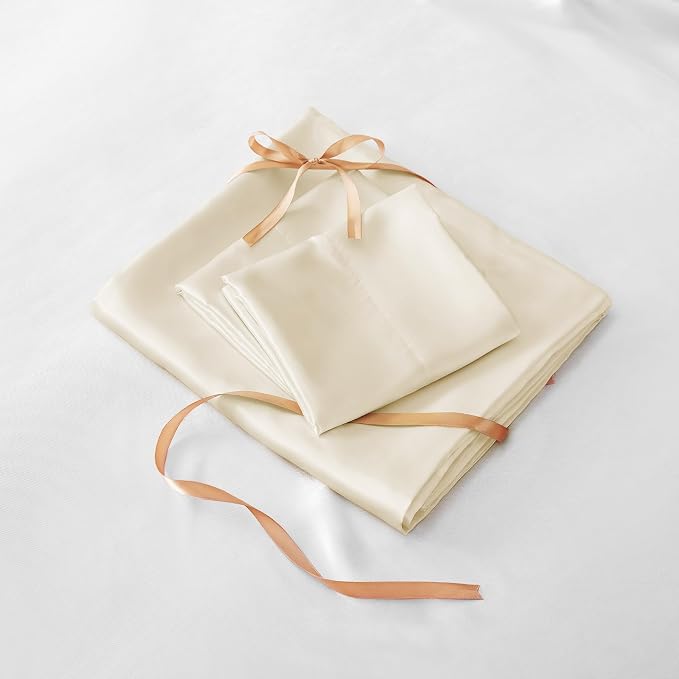 BEDELITE California King Sheets Set, Luxury Soft Beige Satin Sheets - Image 7
