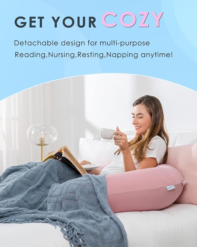 QUEEN ROSE Cooling Pregnancy Pillows, E Shaped Maternity Pillow - Image 6