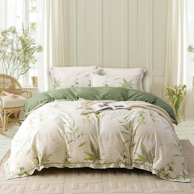 OAITE Duvet Cover Set King Size Floral Pattern 500 Thread Count Ultra Soft 100% by OAITE