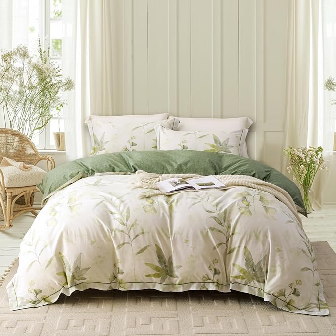 OAITE Duvet Cover Set Queen Size Floral Pattern 500 Thread Count Ultra Soft by OAITE