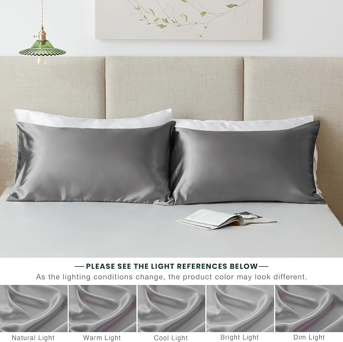 Love's cabin Satin Pillowcase Set of 2 King Size 20x36, Cooling Pillow Covers - Image 6