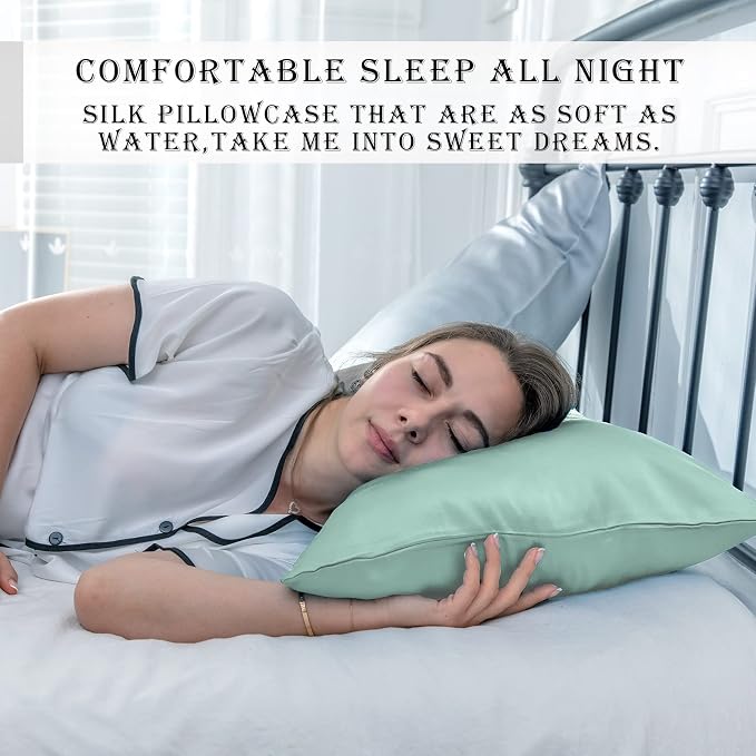 Silk Pillow Cases 2 Pack, Soft Breathable and Sliky Standard Size Pillow Cases - Image 6