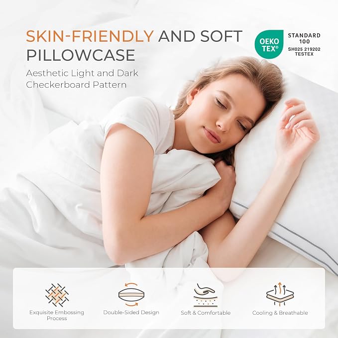 SweetNight Bed Pillows Queen Size Set of 2, Fluffy Luxury Hotel Pillows - Image 3