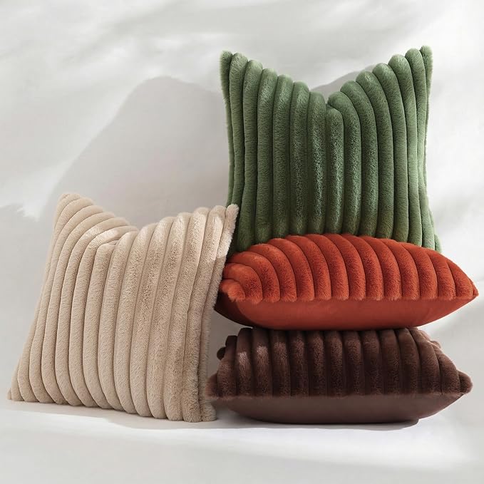 decorUhome Cozy Faux Fur Throw Pillow Covers 26x26 Set of 2 Decorative Soft - Image 5