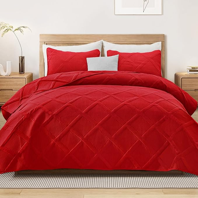 Exclusivo Mezcla Oversized King Quilt Set- Red Cal King Quilts Bedding Set by ExclusivoMezcla