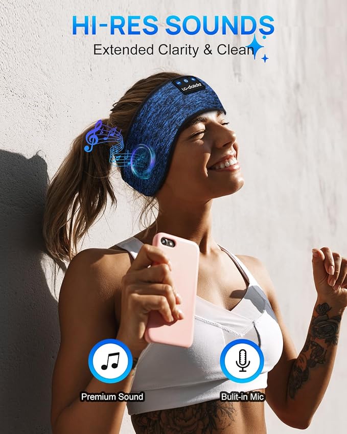 LC-dolida Sleep Headphones Headband Bluetooth 5.4, Sports Headband Earphones - Image 2