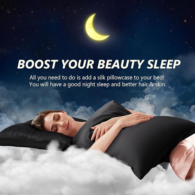 Silk Pillow Cases 2 Pack Standard Size Mulberry Silk Pillowcase Set of 2 - Image 3
