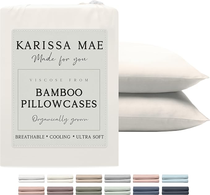 Karissa Mae Cooling Bamboo Viscose Queen Size Pillowcase Set | 100% FSC by KARISSAMAE