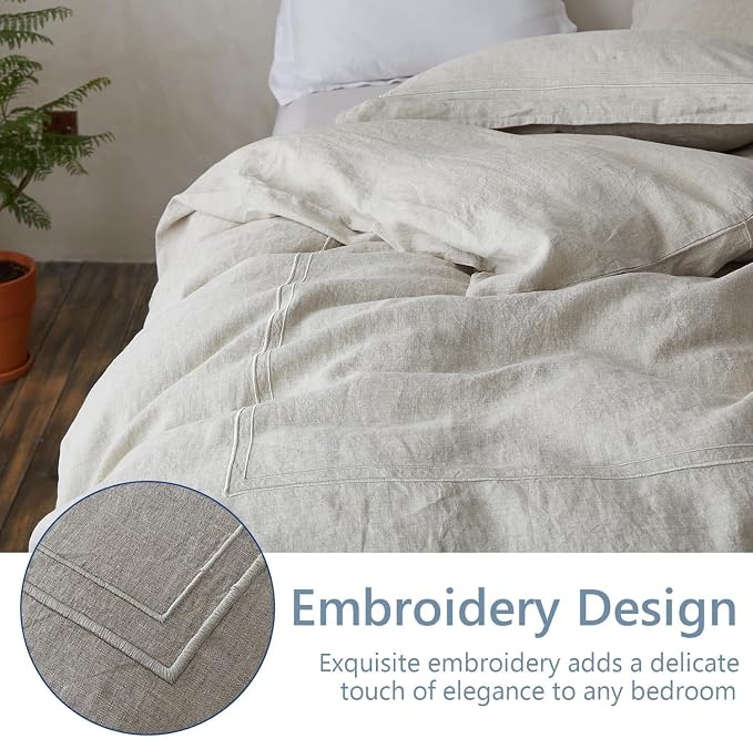 Simple&Opulence 100% Washed Linen Duvet Cover Set 104"x92" - Image 6
