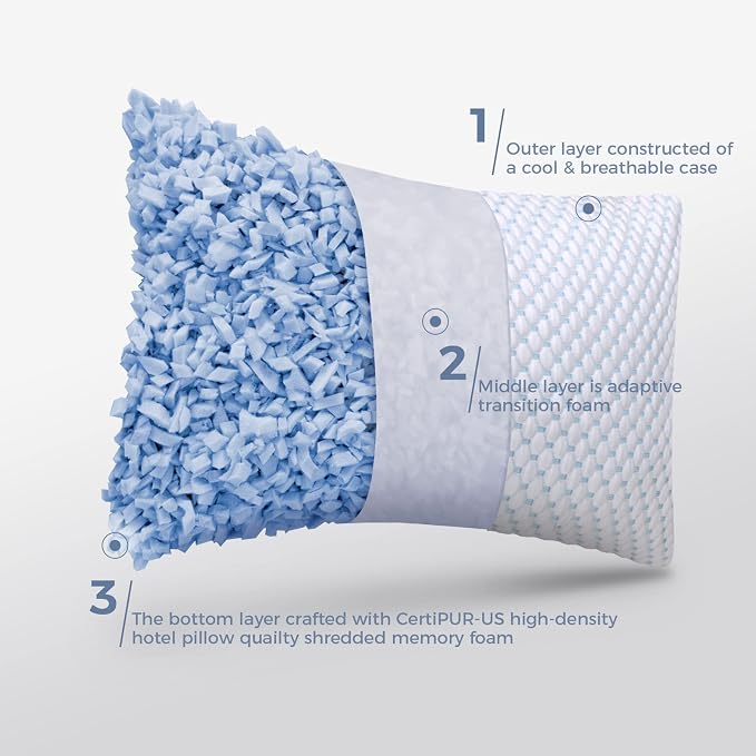 OSBED Adjustable Cooling Shredded Memory Foam Pillows King Size Set of 4 - Image 4