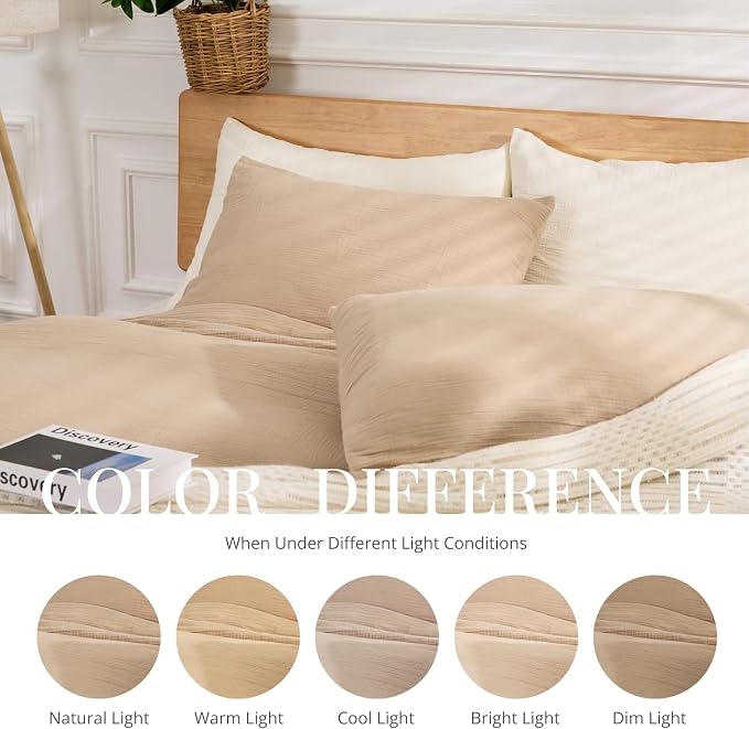100% Sandwashed Cotton Duvet Cover King, Soft King Size Duvet Cover Set 3 Pieces - Image 5