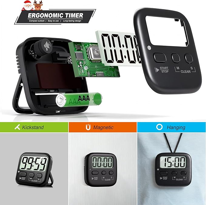 Antonki 2 Pack Digital Timer for Kids, Magnetic Countdown Kitchen Timers for - Image 5
