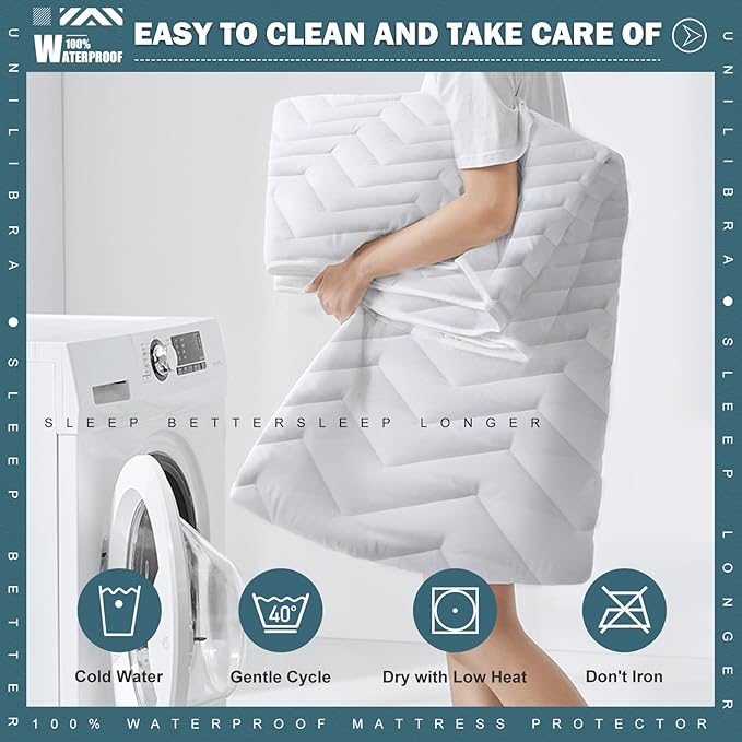 Queen Size Waterproof Mattress Protector Quilted, Breathable Ultra-Soft Filling - Image 6