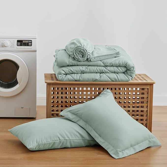 Love's cabin Twin Comforter Set Aqua, 5 Pieces Twin Bed in a Bag, All Season - Image 6