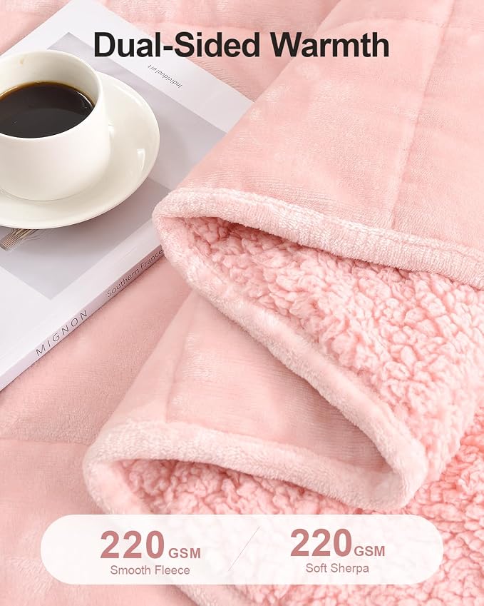 Super Fuzzy Soft Sherpa Fleece Weighted Blanket, 15 lbs Dual Sided Fluffy Heavy - Image 3